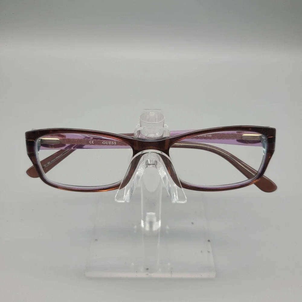 Guess GU 2373 BRN Eyeglasses Brown Purple Rectangular Frames 51-16-135 Logo Mens